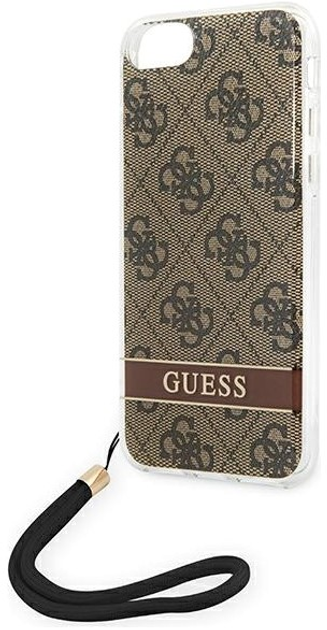 Etui plecki Guess 4G Print Strap do Apple iPhone 7/8 Brown (3666339055196) - obraz 4