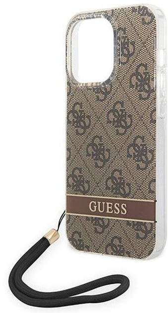 Etui plecki Guess 4G Print Strap do Apple iPhone 14 Pro Max Brown (3666339093860) - obraz 1