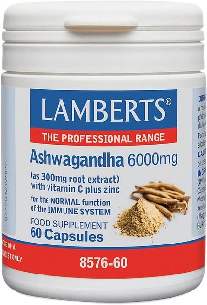 Натуральна харчова добавка Lamberts Ashwagandha 6000 мг 60 капсул (5055148412982) - зображення 1