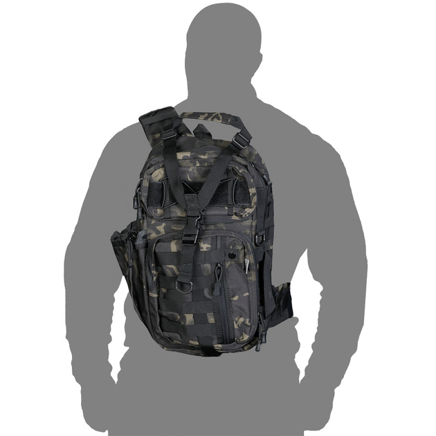 Тактический однолямочный рюкзак Camotec скрытым отделением для оружия TCB Multicam Black - изображение 2