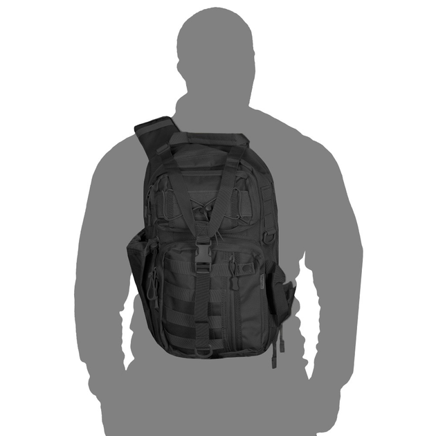 Тактичний однолямковий рюкзак Camotec з прихованим відділенням для зброї TCB Black - зображення 1