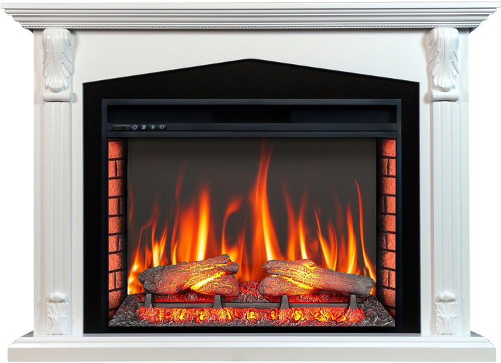 Каминокомплект ArtiFlame Praga белый с 3D эффектом пламени и обогревом ...