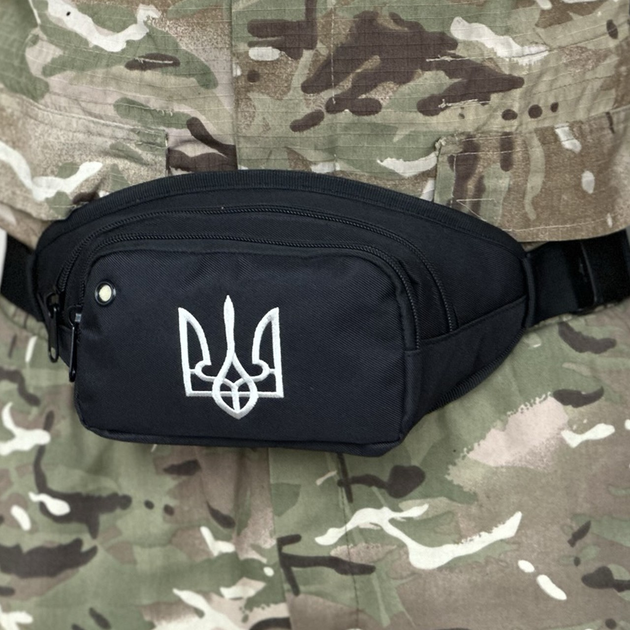 Сумка на пояс з Гербом України сумка бананка міська Tactic поясна сумка Чорний (233-black) - зображення 2