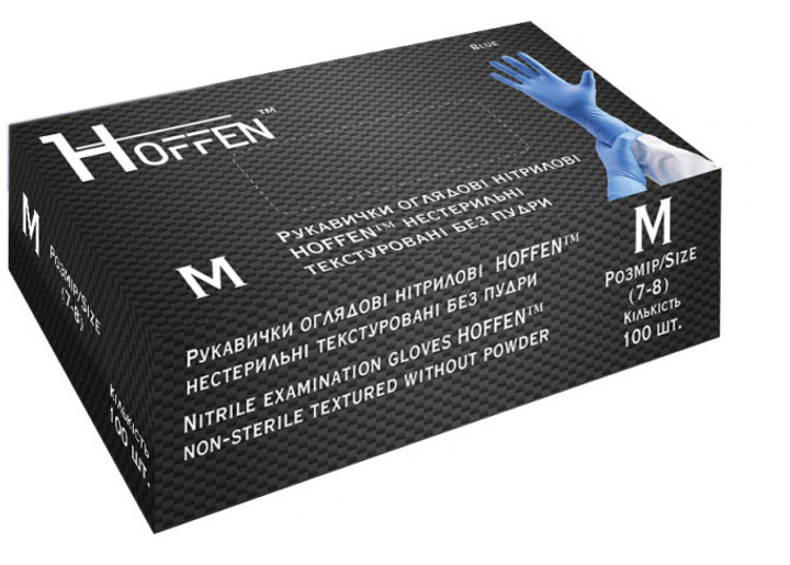 Перчатки нитриловые Hoffen M 100 шт Голубые (CM_66003) - изображение 1