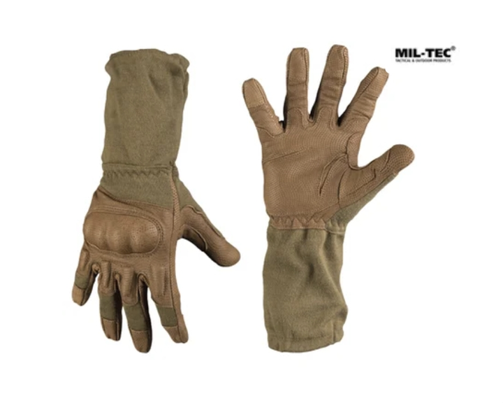 Перчатки военнополевые Mil-Tec Огнеупорные С защитой на косточки Удлиненные M Койот - изображение 1