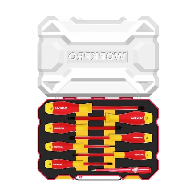 Набор отверток диэлектрических WORKPRO (8 предм.) EN/IEC 60900 10000V PRO PLUS WP204700 - изображение 2
