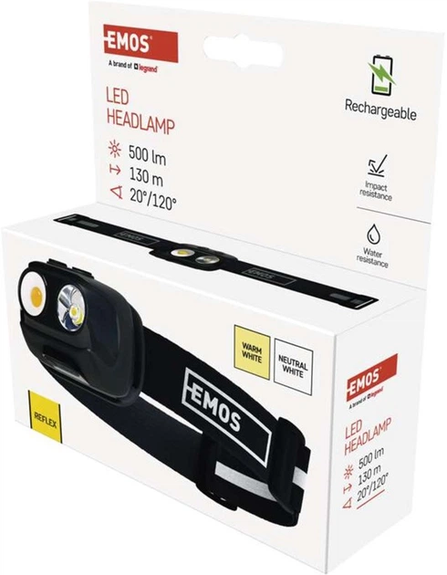 Фонарь налобный аккумуляторный Emos P3542 COB LED 500 Лм Li-pol 1200 мАч - Фото 9 Фонарь налобный аккумуляторный Emos P3542 COB LED 500 Лм Li-pol 1200 мАч - изображение 9