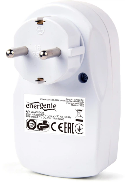 Ładowarka sieciowa EnerGenie 2x USB 2.1A (EG-ACU2-02) - obraz 2