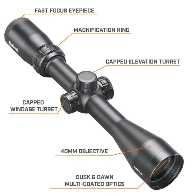 Прицел оптический Bushnell Rimfire 3-9x40 сетка DZ22 с подсветкой (2123) - изображение 1