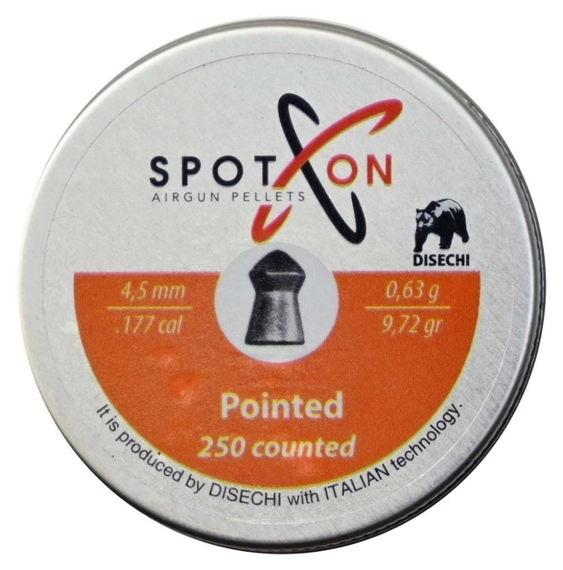 Пули для пневматики Spoton Pointed 0,63 гр. кал.4.5мм 250шт (050843) - изображение 1