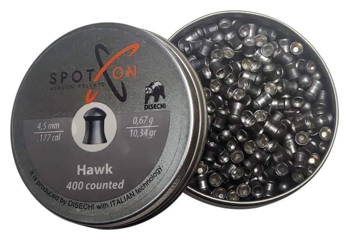 Пули для пневматики Spoton Hawk 0.67 гр кал.4.5мм 400шт (050847) - изображение 1