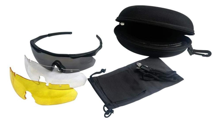 Тактические очки Buvele защитные три сменных линзы - изображение 1