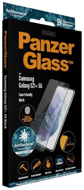 Захисне скло PanzerGlass Samsung Galaxy S21+ FP CaseFriendly, AntiBacterial, Black (7257) - зображення 2