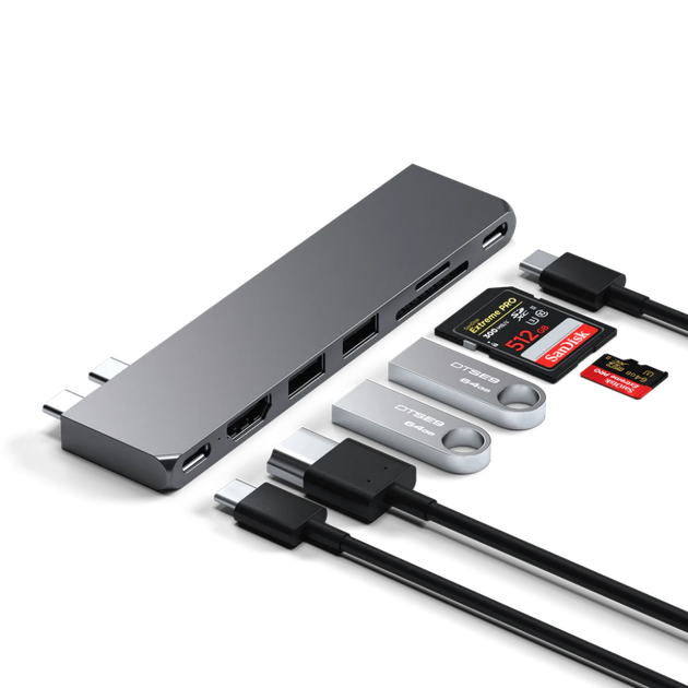 Адаптер Satechi Aluminum USB-C Pro Hub Slim Adapter Space Gray (ST-HUCPHSM) - Фото 8 Адаптер Satechi Aluminum USB-C Pro Hub Slim Adapter Space Gray (ST-HUCPHSM) - изображение 8