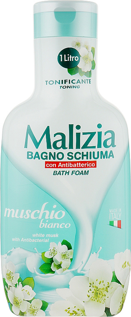 Акція на Гель-піна для душу та ванни Malizia Bath Foam White Musk with Antibacterial Білий мускус 1 л від Rozetka