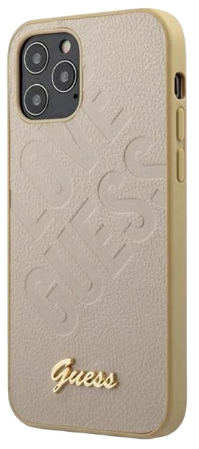 Etui plecki Guess Iridescent Love Script Gold Logo do Apple iPhone 12 mini Gold (3700740480700) - obraz 1