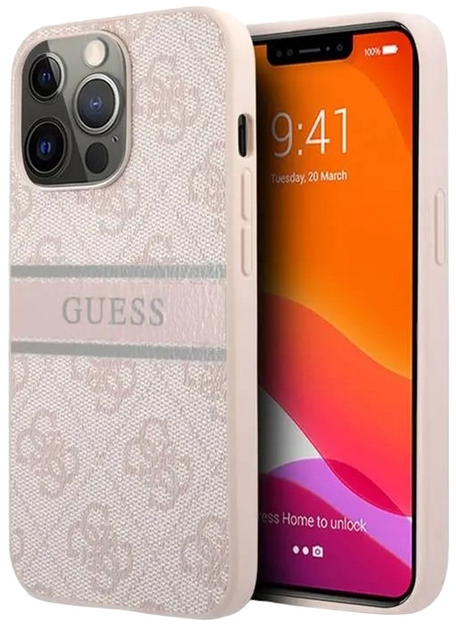 Etui plecki Guess 4G Stripe do Apple iPhone 13/13 Pro Pink (3666339023690) - obraz 1