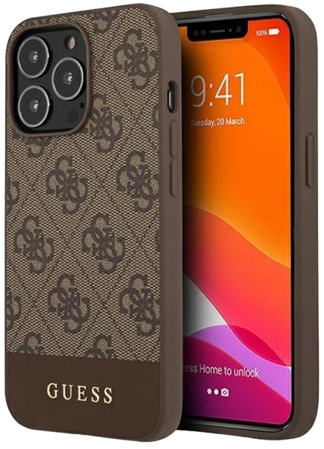 Etui plecki Guess 4G Stripe Collection do Apple iPhone 13/13 Pro Brown (3666339033613) - obraz 1