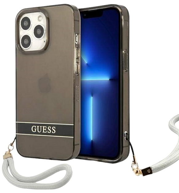 Etui plecki Guess Translucent Strap do Apple iPhone 13/13 Pro Black (3666339040611) - obraz 1