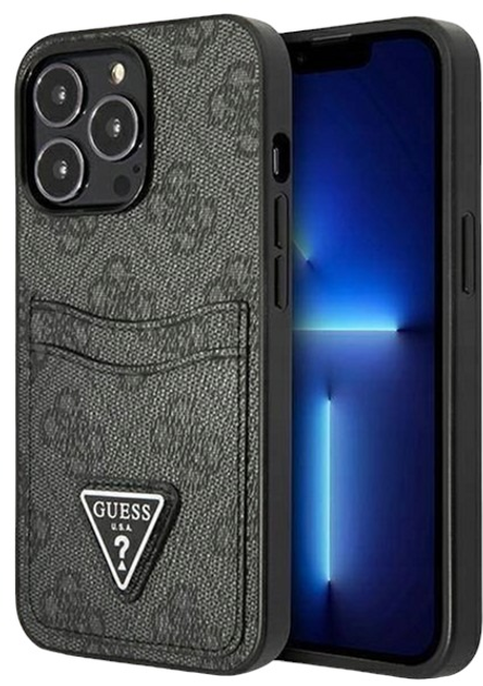 Etui plecki Guess 4G Triangle Logo Cardslot do Apple iPhone 13/13 Pro Black (3666339048181) - obraz 1