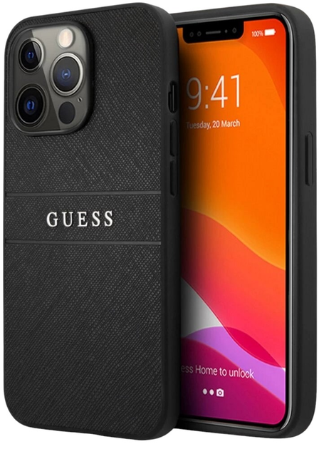 Панель Guess Saffiano Stripe для Apple iPhone 13/13 Pro Black (3666339023454) - зображення 1