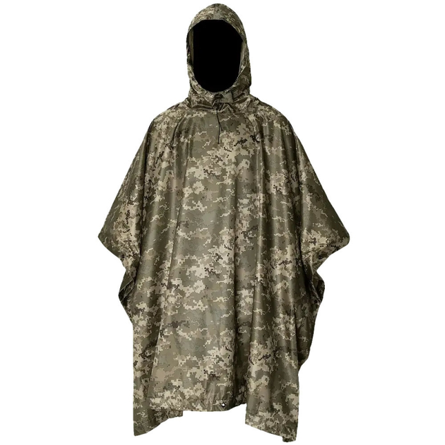Плащ-палатка с люверсами/ Дождевик пончо для военных/ тактический камуфляж пиксель - изображение 1