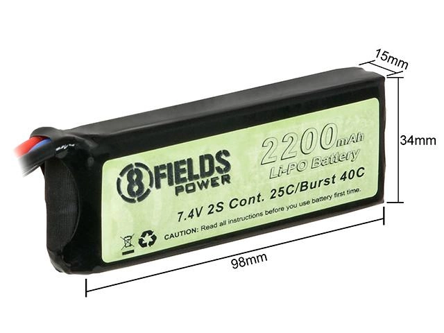 Аккумулятор Li-Po 2200mAh 7,4V 25/40C [8FIELDS] (для страйкбола) - изображение 1