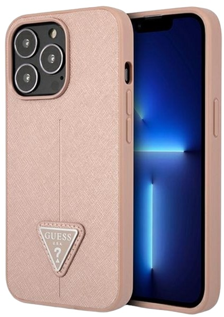 Панель Guess Saffiano Triangle Logo для Apple iPhone 13/13 Pro Pink (3666339040413) - зображення 1