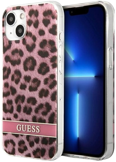 Etui plecki Guess Leopard do Apple iPhone 13 mini Pink (3666339047481) - obraz 1