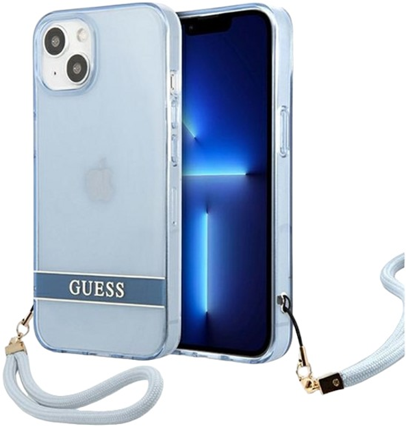 Etui plecki Guess Translucent Stap do Apple iPhone 13 mini Blue (3666339040673) - obraz 1