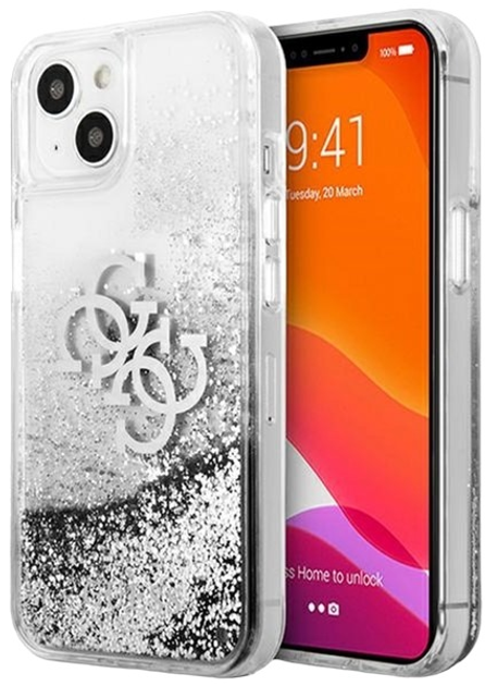 Панель Guess 4G Big Liquid Glitter для Apple iPhone 13 mini Silver (3666339024550) - зображення 1