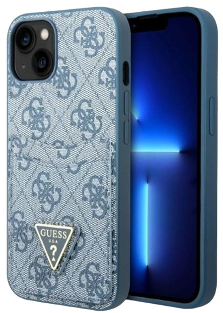 Etui plecki Guess 4G Triangle Logo Cardslot do Apple iPhone 13 mini Blue (3666339047764) - obraz 1
