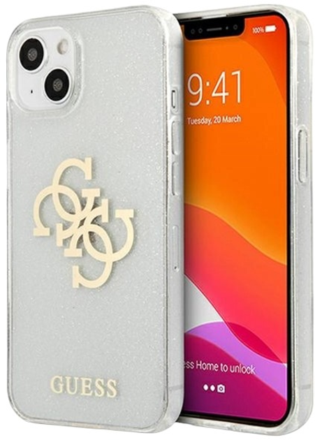 Etui plecki Guess Glitter 4G Big Logo do Apple iPhone 13 mini Transparent (3666339024512) - obraz 1