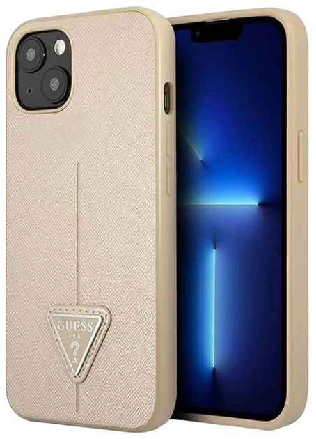 Панель Guess Saffiano Triangle Logo для Apple iPhone 13 mini Beige (3666339040314) - зображення 1