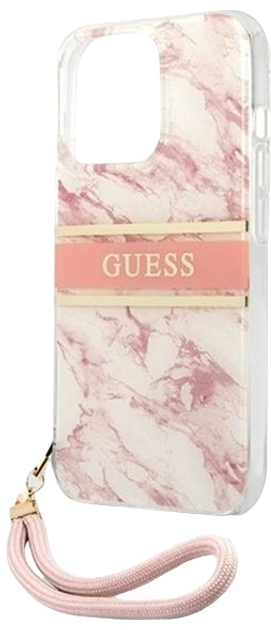 Etui plecki Guess Marble Strap Collection do Apple iPhone 13 Pro Max Pink (3666339023102) - obraz 1