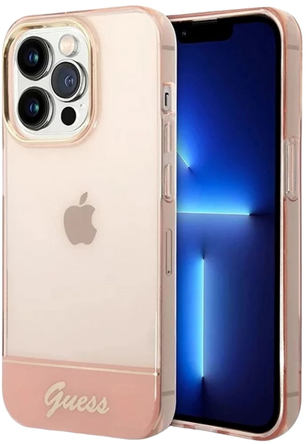 Панель Guess Translucent для Apple iPhone 14 Pro Pink (3666339088361) - зображення 1