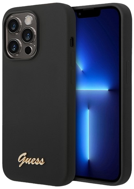 Панель Guess Silicone Vintage Gold Logo для Apple iPhone 14 Pro Black (3666339064907) - зображення 1