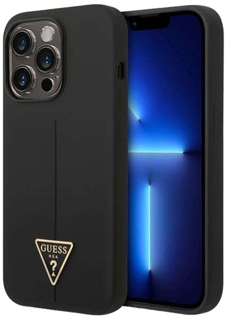 Etui plecki Guess Silicone Triangle do Apple iPhone 14 Pro Black (3666339065867) - obraz 1