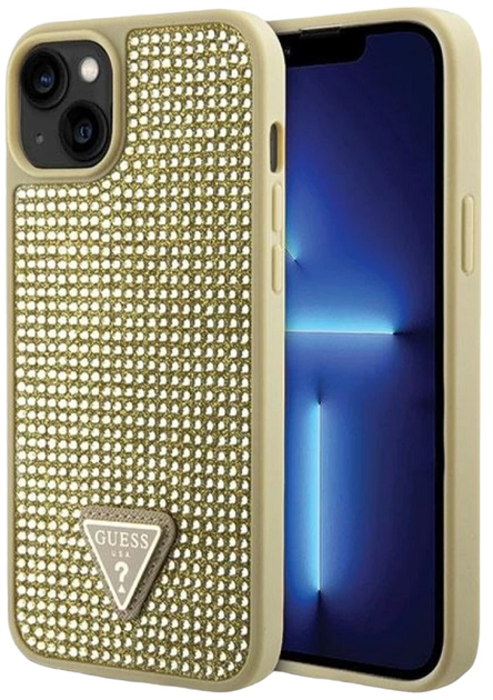 Панель Guess Rhinestone Triangle для Apple iPhone 14 Plus Gold (3666339120061) - зображення 1