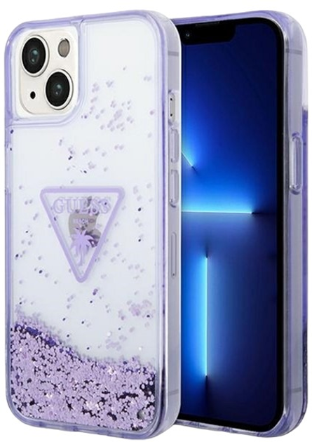 Панель Guess Liquid Glitter Palm Collection для Apple iPhone 14 Plus Purple (3666339064693) - зображення 1