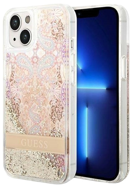 Панель Guess Paisley Liquid Glitter для Apple Phone 14 Plus Gold (3666339088477) - зображення 1