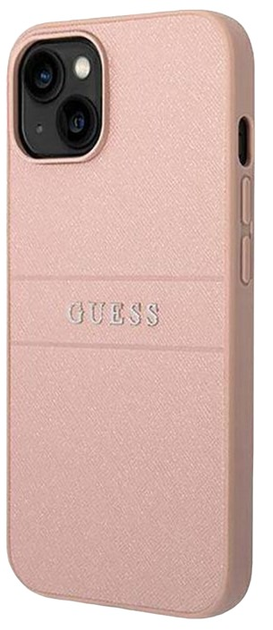 Etui plecki Guess Saffiano Strap do Apple iPhone 14 Plus Pink (3666339088675) - obraz 1