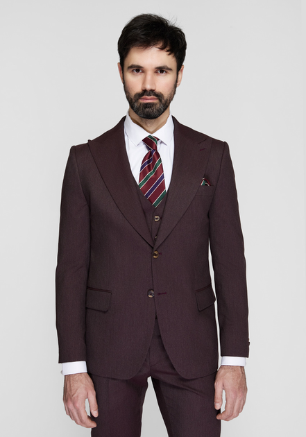Мужской классический костюм Yarmich тройка бордовый 58 10469 от ...