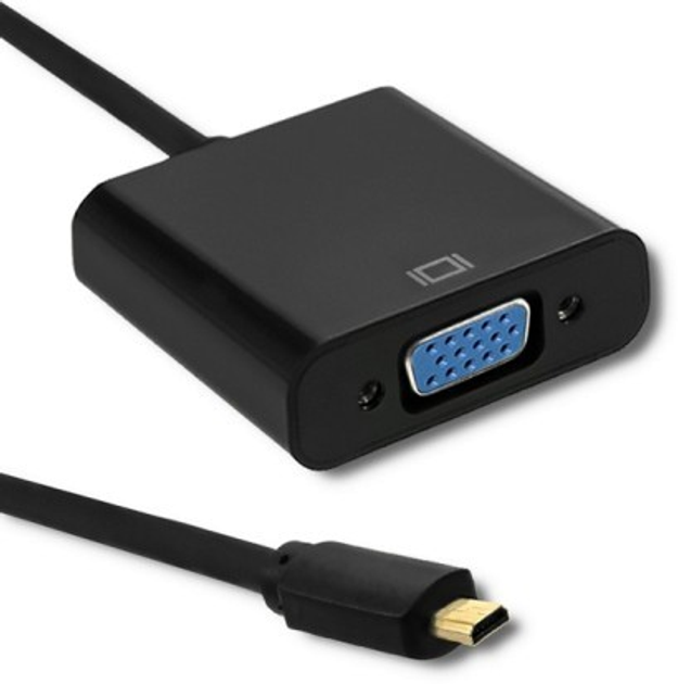 Adapter Qoltec Micro HDMI D - VGA 0.2 m czarny (5901878504025) - obraz 1