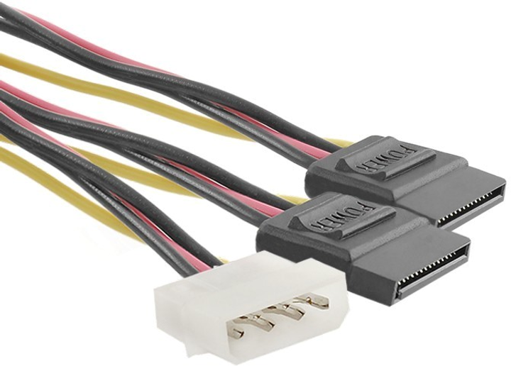 Kabel Qoltec adapter Power Molex - 2x SATA 0.2 m (5908260276188) - obraz 1