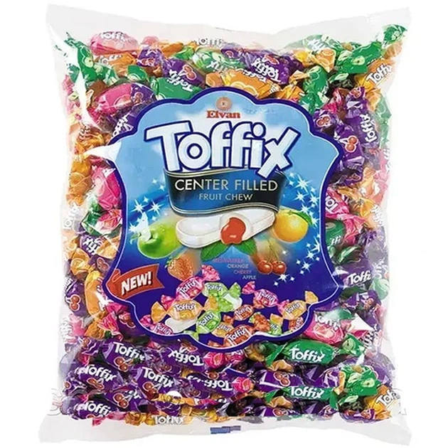 Цукерки жувальні фруктові асорті Toffix MIX 1кг - Фото 1 Цукерки жувальні фруктові асорті Toffix MIX 1кг - зображення 1