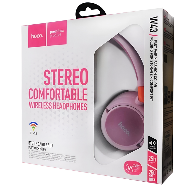 Навушники hoco w43 adventure bt headphones purple - Фото 4 Навушники hoco w43 adventure bt headphones purple - зображення 4