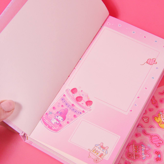 Блокнот-планер + стікери My Melody (Мелоді) аніме, рожевий 18*9 см