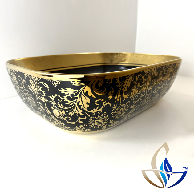 Раковина накладна прямокутна SIA Nox Black Glamor з донним клапаном 455x320x135 A519 - изображение 4