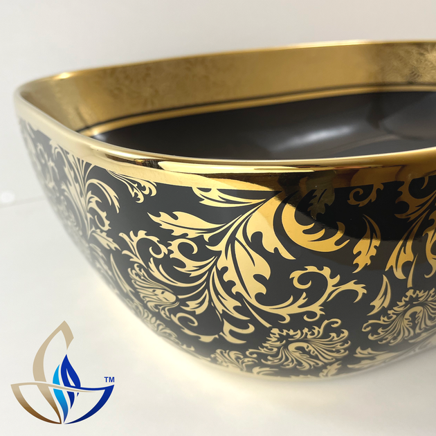 Раковина накладна прямокутна SIA Nox Black Glamor з донним клапаном 455x320x135 A519 - изображение 5